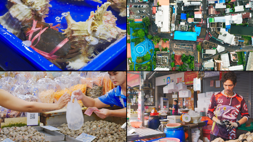 Lan Pho Market in Naklua Pattaya showing fresh seafood, local traders and the surrounding community